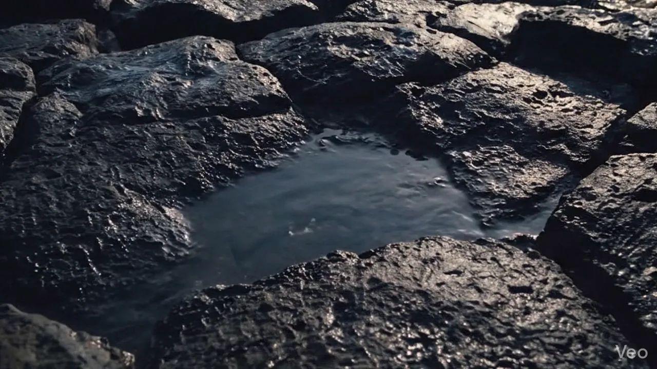 A tide pool between coastal rocks