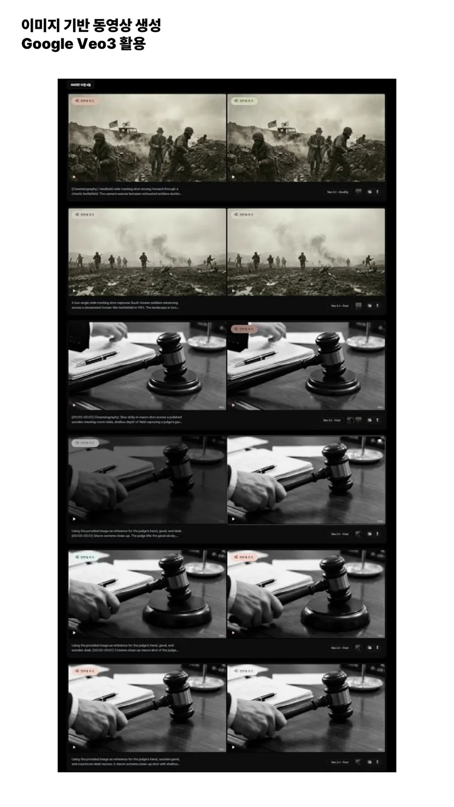 Evidence document — screenshot of the Veo generation history