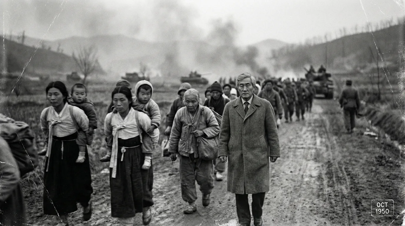 A column of refugees, October 1950